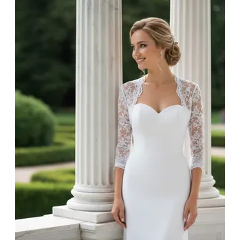 Bolerko Svatební bolerko z květinové krajky - bílé: BF-190 Vybraná velikost: XS