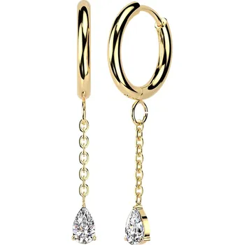 Náušnice Atreya Ocelové kruhové náušnice visací slza Barva: Zlatá, Velikost: 0,8 mm, Délka / Průměr: 10 mm