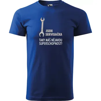Pánské tričko Sablio Tričko s potiskem Jsem servisačka, taky máš nějakou superschopnost? - modré S