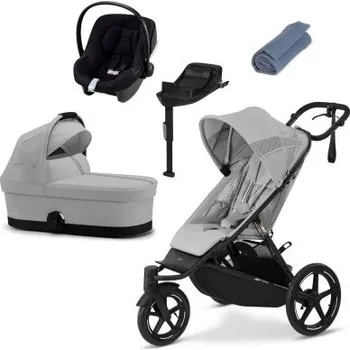 Dětské zboží Cybex Avi Spin Kočárek od narození + Autosedačka + Základna - Fog Grey/Blue