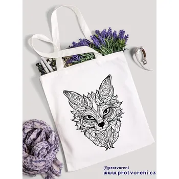 Nákupní taška Textilní taška k vybarvení, LIŠKA 1, 41x37cm, BÍLÁ, 1 kus