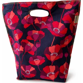 Jídlonosič Obědová taška - červené květy na tmavě modré Magsbags.cz