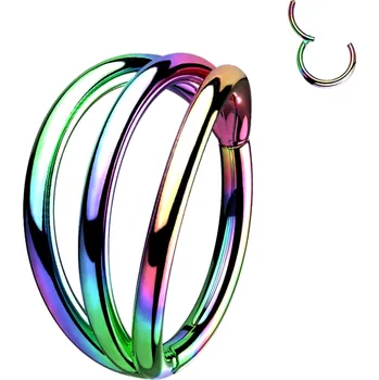 Piercing Atreya Trojitý titanový otevírací kroužek s otevíráním Julia Barva: Duhová, Délka / Průměr: 8 mm