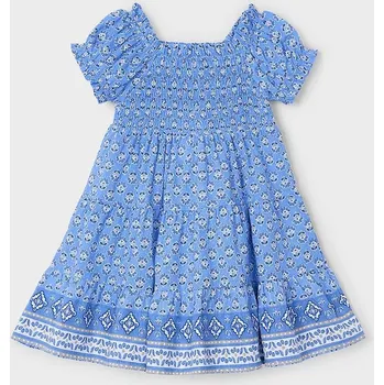 Dívčí šaty Dětské bavlněné šaty Mayoral 3932.6K.Mini.PPYA modrá 55X, vel. 92