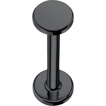 Piercing Černý labret piercing s plochým diskem, titanový, do rtu, tragusu, lalůčku 1.2/6/4