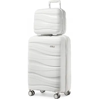Módní doplněk KONO Cestovní sada kabinového kufru a toaletního pouzdra - bílá - 39L/11L K2094L