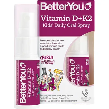 BetterYou Vitamin D3 + K2 Kids' Daily Spray, Orální sprej pro děti 1+, 15 ml (100 střiků)