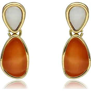 Náušnice Yvon Visací náušnice ELEGANCE v karamelových tónech s perleťovým kontrastem