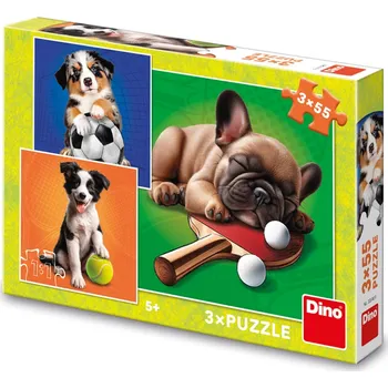 Puzzle Dino Psí Sportovci 3x55 Puzzle