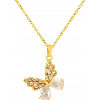 Náhrdelník Zlatý Náhrdelník Motýl Zirkony Dámský Ocel Ušlechtilá jako Dárek