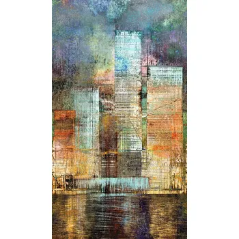 Fototapeta Nástěnný panel - fototapeta Barevné město v noci, moderní metropole 367447 Rasch