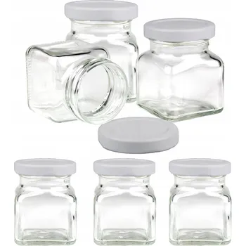 Sklenice 6x dózy, sklenice skleničky na koření 120 ml s bílým víčkem fi 53