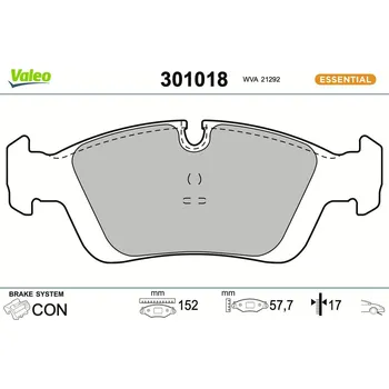 Brzdová destička Sada brzdových destiček, kotoučová brzda VALEO 301018