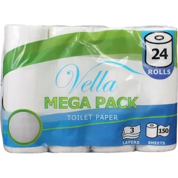 Toaletní papír Toaletní papír Vella mega balení bez vůně, 3 vrstvy, 24 rolí