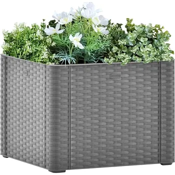 Truhlík Zahradní vyvýšený záhon se samozavlažováním šedý 43x43x33 cm - 8720286817360