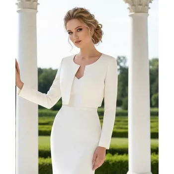 Bolerko Krátký saténový svatební kabátek ivory BF-198 Vybraná velikost: XL