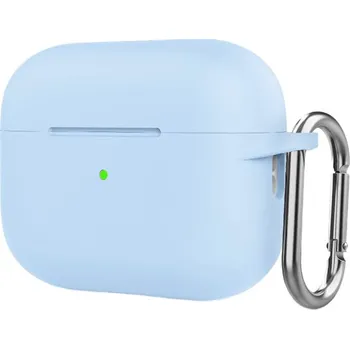 Silikonový ochranný obal s karabinou pro AirPods Pro 2 s Lightning konektorem - světle modrý