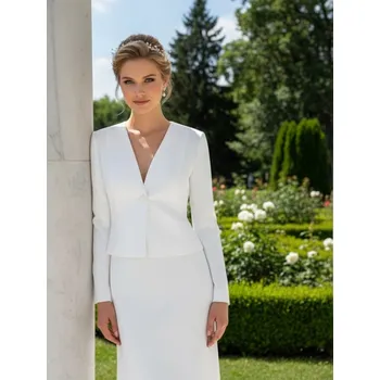 Bolerko Saténový svatební kabátek bílý BF-200 Vybraná velikost: 3XL