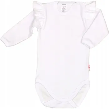 Body s dlouhým rukávem a volánkem BÍLÉ vel. 86 KLEKLE