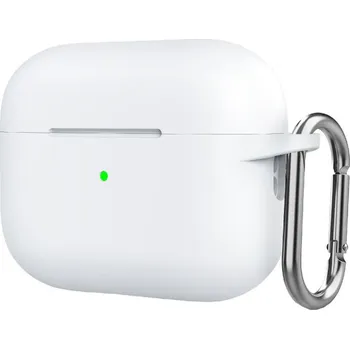 Silikonový ochranný obal s karabinou pro AirPods Pro 2 s Lightning konektorem - bílý