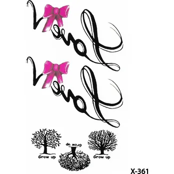 Odstranitelné tetování Dočasné tetování TATTOO 3D 10,5×6 cm - nápisy love grow up strom mašle
