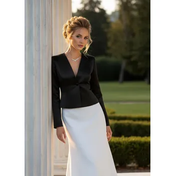 Bolerko Černé dámské saténové sako BF-200 Vybraná velikost: S