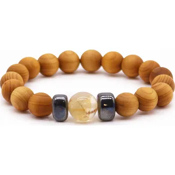 Náramek Náramek z cedrového dřeva - čakra solar plexu s CITRÍNEM