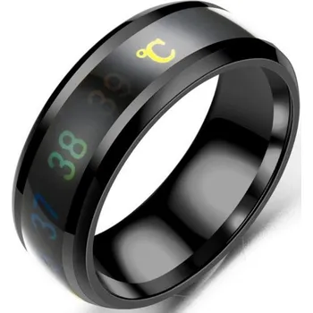 Prsten Černý prsten s teploměrem Prstýnek Pečetní prsten