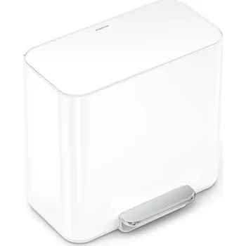 Odpadkový koš Simplehuman pedálový odpadkový koš na tříděný odpad DUAL MINI, 15 L, bílá ocel