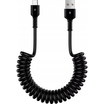 Datový kabel Nabíjecí kabel Alogy spirálový USB - USB typ C 1,5 m černý 66W 5A