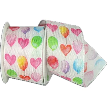 Stuha Stuha narozeninová Balloons & Hearts taftová 40mm x 2m (13,-Kč/m) (Stuha narozeninová, taftová, jednostranný potisk)