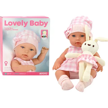 Panenka Mamido Panenka miminko v nosítku s oblečením s králíčkem v růžové kostce