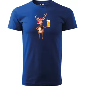 Pánské tričko Sablio Vánoční tričko s potiskem pro pivaře Sob s pivem - modré S