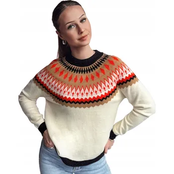 Dámský svetr Dámský svetr ve skandinávském stylu, elegantní, klasický, béžový MY2378 - L/XL