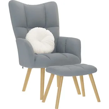 Obývací pokoj Relaxační křeslo s podnožkou světle šedé textil - 8721158362032