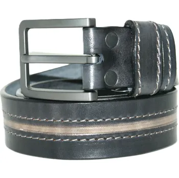 Opasek OPASEK VALEŠOVÁ ČERNOŠEDÝ S DVOJITÝM ŠITÍM 100/4 CM