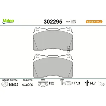 Brzdová destička Sada brzdových destiček, kotoučová brzda VALEO 302295