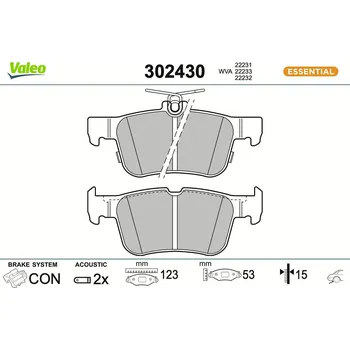 Brzdová destička Sada brzdových destiček, kotoučová brzda VALEO 302430