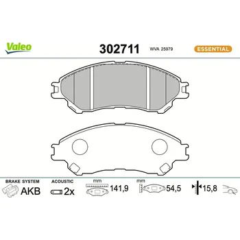 Brzdová destička Sada brzdových destiček, kotoučová brzda VALEO 302711