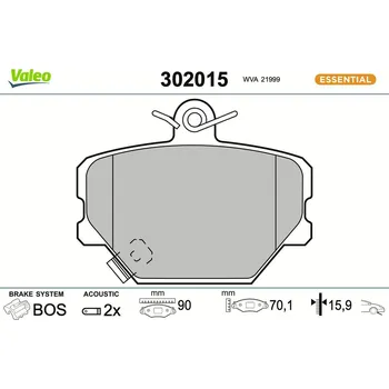 Brzdová destička Sada brzdových destiček, kotoučová brzda VALEO 302015