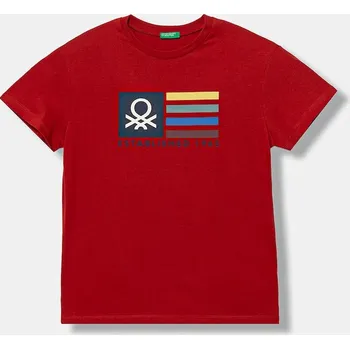 Chlapecké tričko Dětské bavlněné tričko United Colors of Benetton 3I1XC10Q4.G.seasonal červená 33X, vel. 120