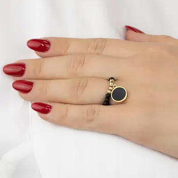 Prsten Prstýnek elastický z OCEL ušlechtilé pozlacené