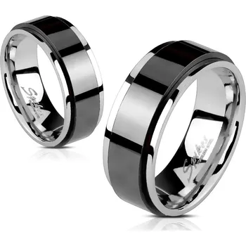 Prsten Atreya Ocelový otočný prsten spinner s černým středem Velikost prstenu: 59, Šíře: 8 mm