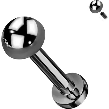 Piercing Atreya Titanová labreta s vnitřním závitem a polokuličkou Barva: Černá, Velikost: 1,2 mm, Délka / Průměr: 8 mm