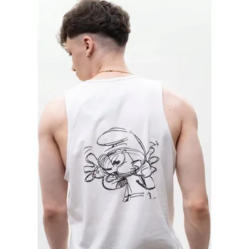 Pánské tílko Pánské tílko TANKTOP Tričko Bez Rukávů BÍLÉ Šmoulové Protiva Velikost M