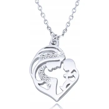 Náhrdelník Stříbrný Řetízek 925 náhrdelník s medailí srdce pro matku Svaté Přijímání Gravírování