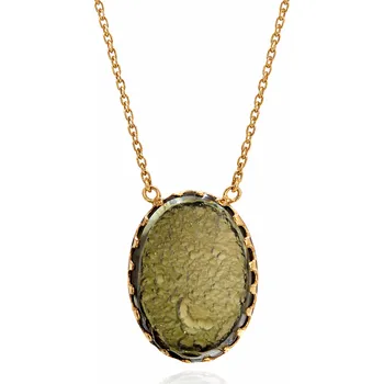 Náhrdelník Elegantní zlatý náhrdelník s vltavínem, ovál P23 0010