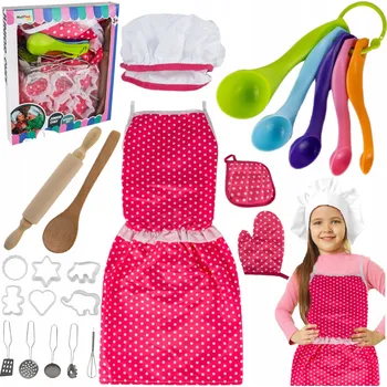 Kuchyňská zástěra MALÝ KUCHAŘ KUCHYŇSKÁ ZÁSTĚRA, FORMIČKY + PŘÍSLUŠENSTVÍ