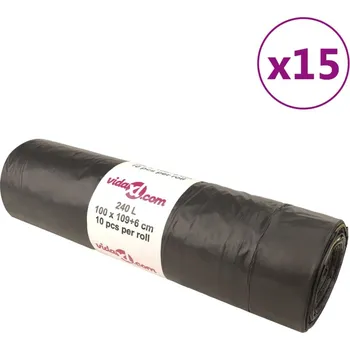 Pytle na odpadky Pytle na odpadky se stahovacími šňůrkami 150 ks černé 240 l - 8721012156852