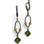 FLUVIA, vltavín, stříbrné náušnice, Ag 925/1000